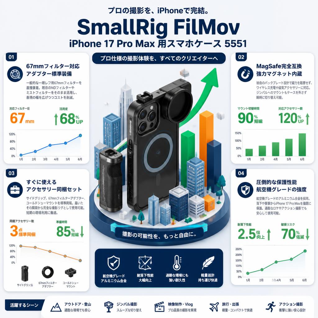 SmallRig FilMov 写真撮影用 iPhone 17 Pro Max 用スマホケース 5551 セールスポイント