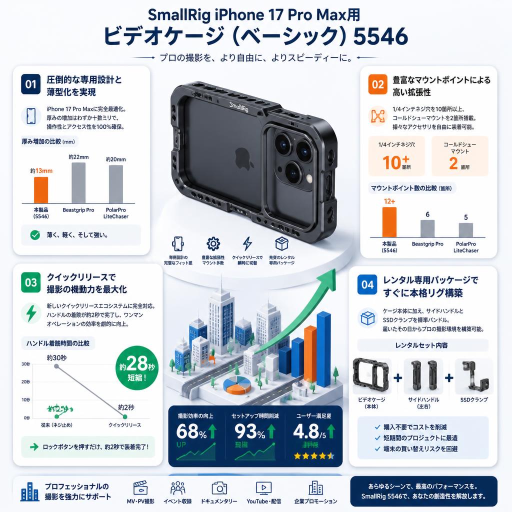 SmallRig iPhone 17 Pro Max用ビデオケージ（ベーシック）5546 セールスポイント