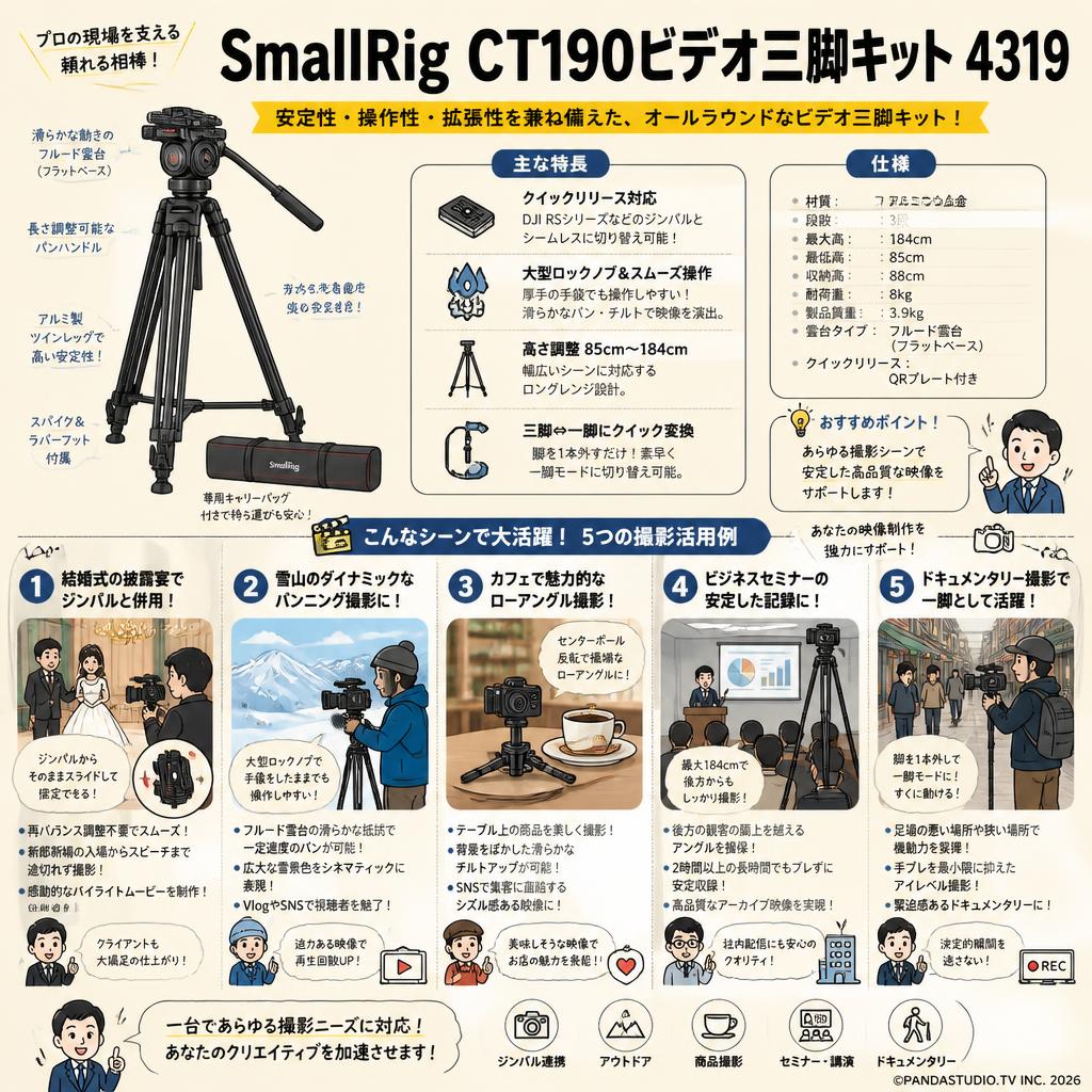 SmallRig CT190ビデオ三脚キット 4319 用途