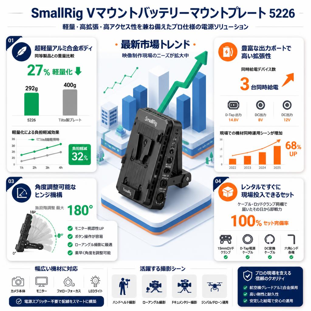SmallRig Vマウントバッテリーマウントプレート 5226 セールスポイント