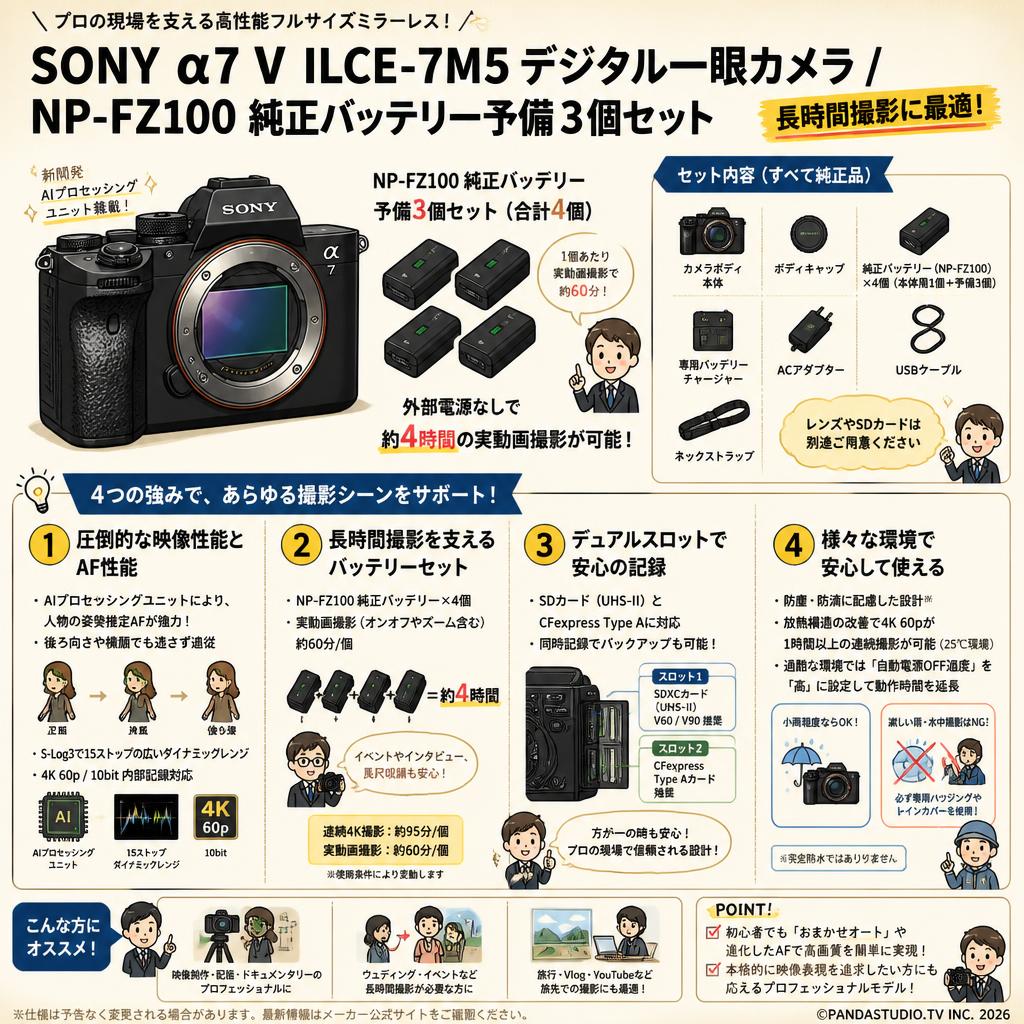 SONY α7 V ILCE-7M5デジタル一眼カメラ / NP-FZ100 純正バッテリー予備3個セット 長時間撮影に最適 FAQ（よくある質問と答え）