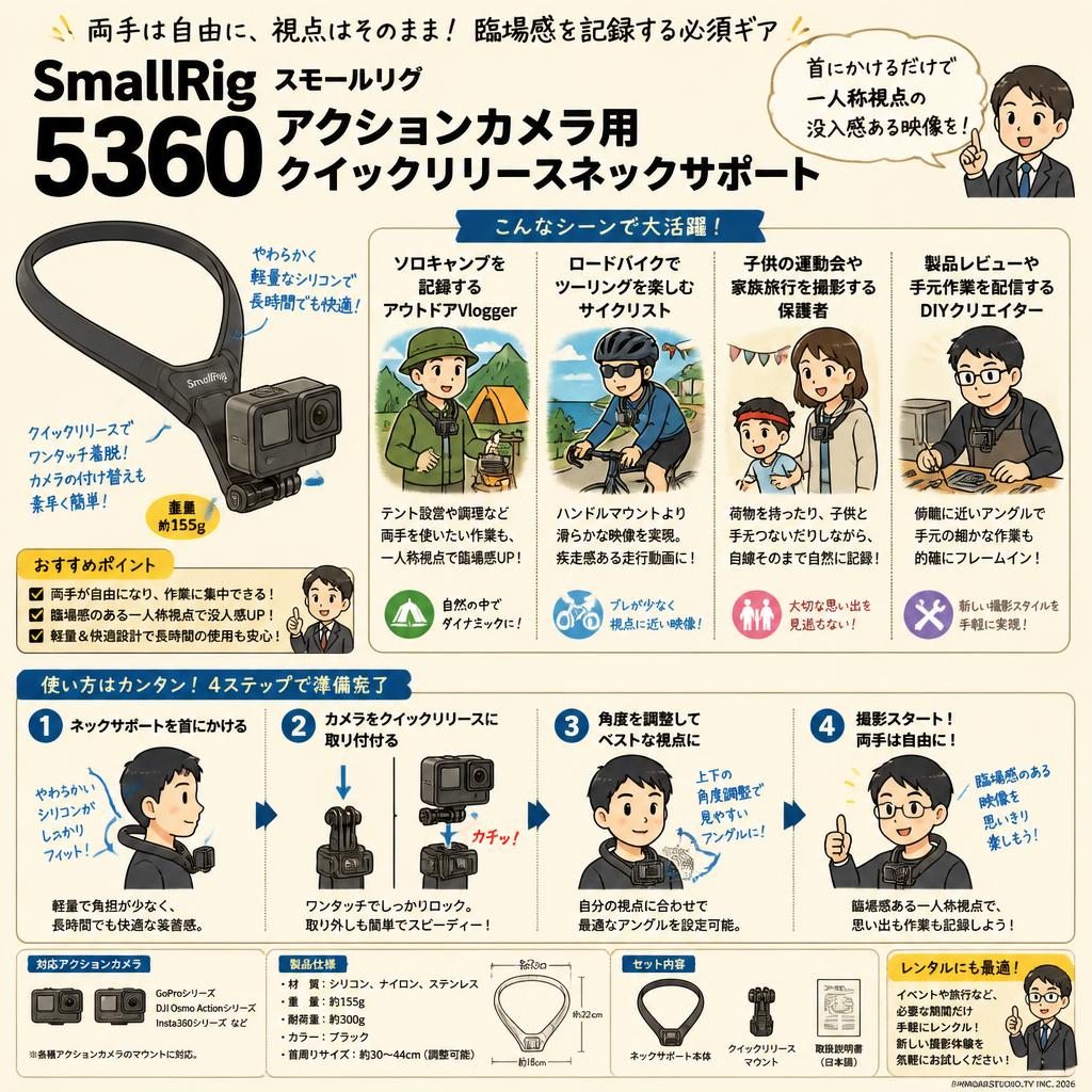 SmallRig スモールリグ 5360 アクションカメラ用クイックリリースネックサポート おもな対象のお客様