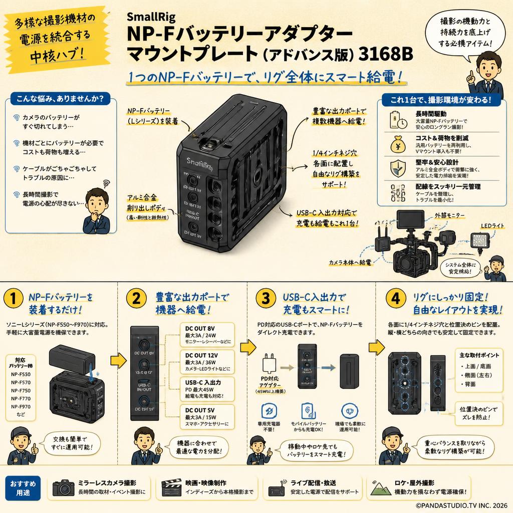 SmallRig NP-Fバッテリーアダプターマウントプレート（アドバンス版）3168B 概要