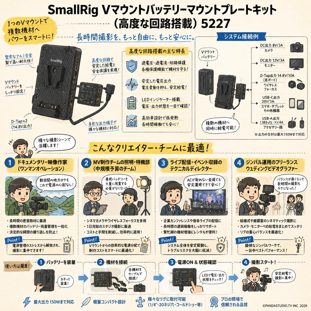 SmallRig SmallRig Vマウントバッテリーマウントプレートキット（高度な回路搭載）5227 おもな対象のお客様