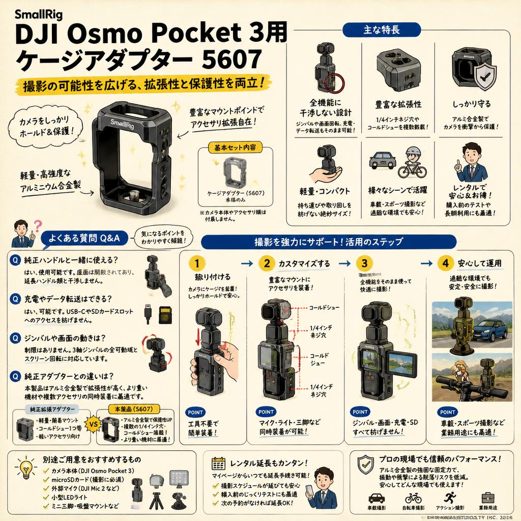SmallRig DJI Osmo Pocket 3用ケージアダプター 5607 FAQ（よくある質問と答え）