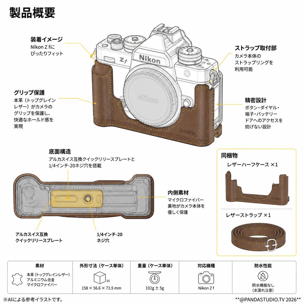 SmallRig Z f用レザーケースキット（ブラウン）ニコンに対応 5096 スペック