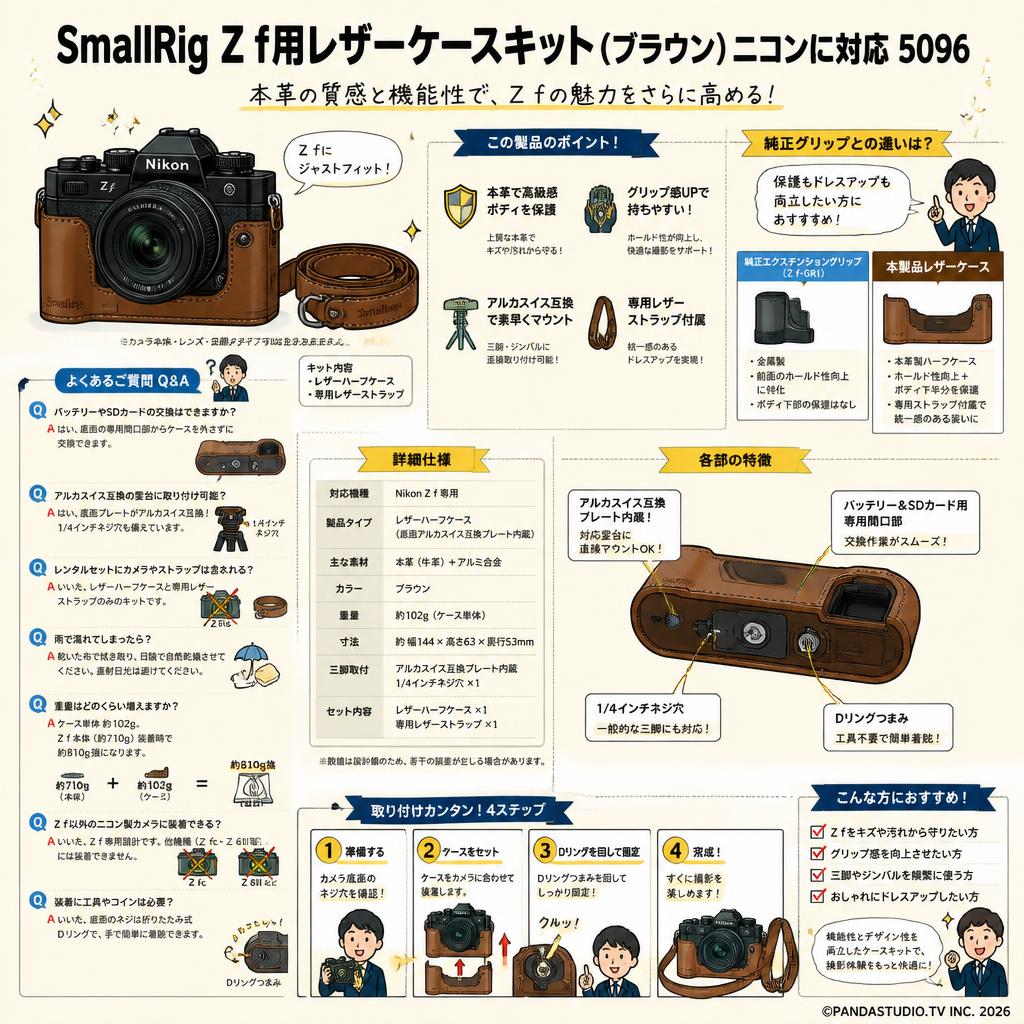 SmallRig Z f用レザーケースキット（ブラウン）ニコンに対応 5096 FAQ（よくある質問と答え）