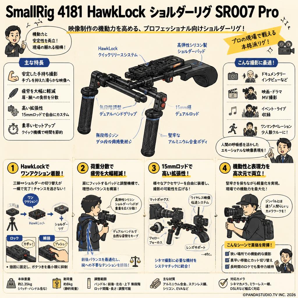 SmallRig 4181 HawkLock ショルダーリグ SR007 Pro 概要
