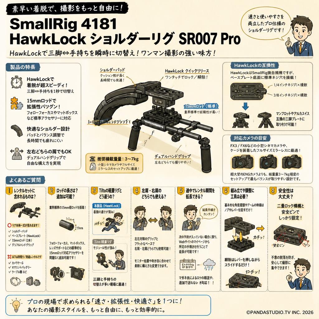 SmallRig 4181 HawkLock ショルダーリグ SR007 Pro FAQ（よくある質問と答え）
