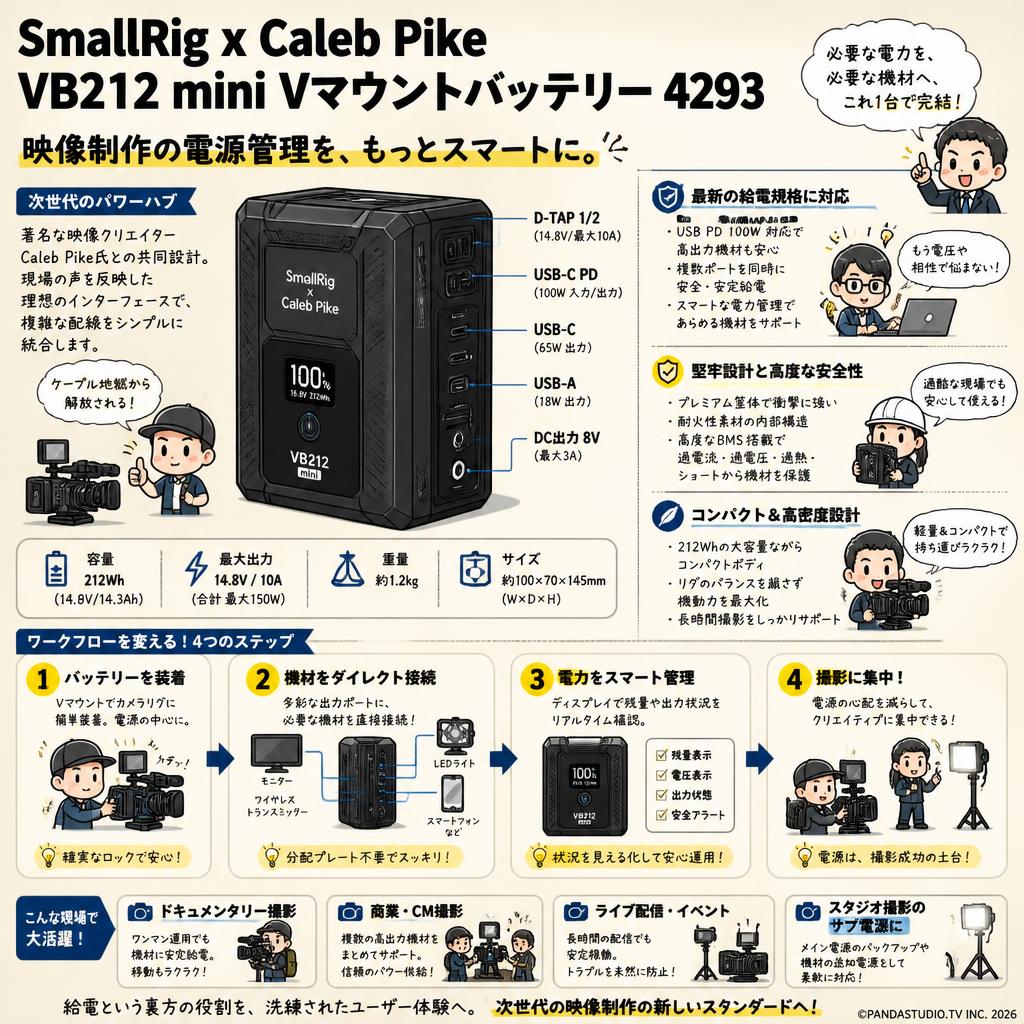 SmallRig x Caleb Pike VB212 mini  Vマウントバッテリー 4293 概要