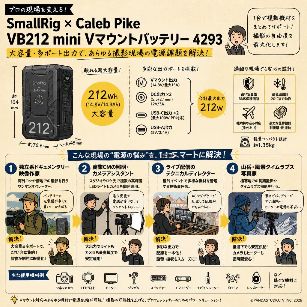SmallRig x Caleb Pike VB212 mini  Vマウントバッテリー 4293 おもな対象のお客様