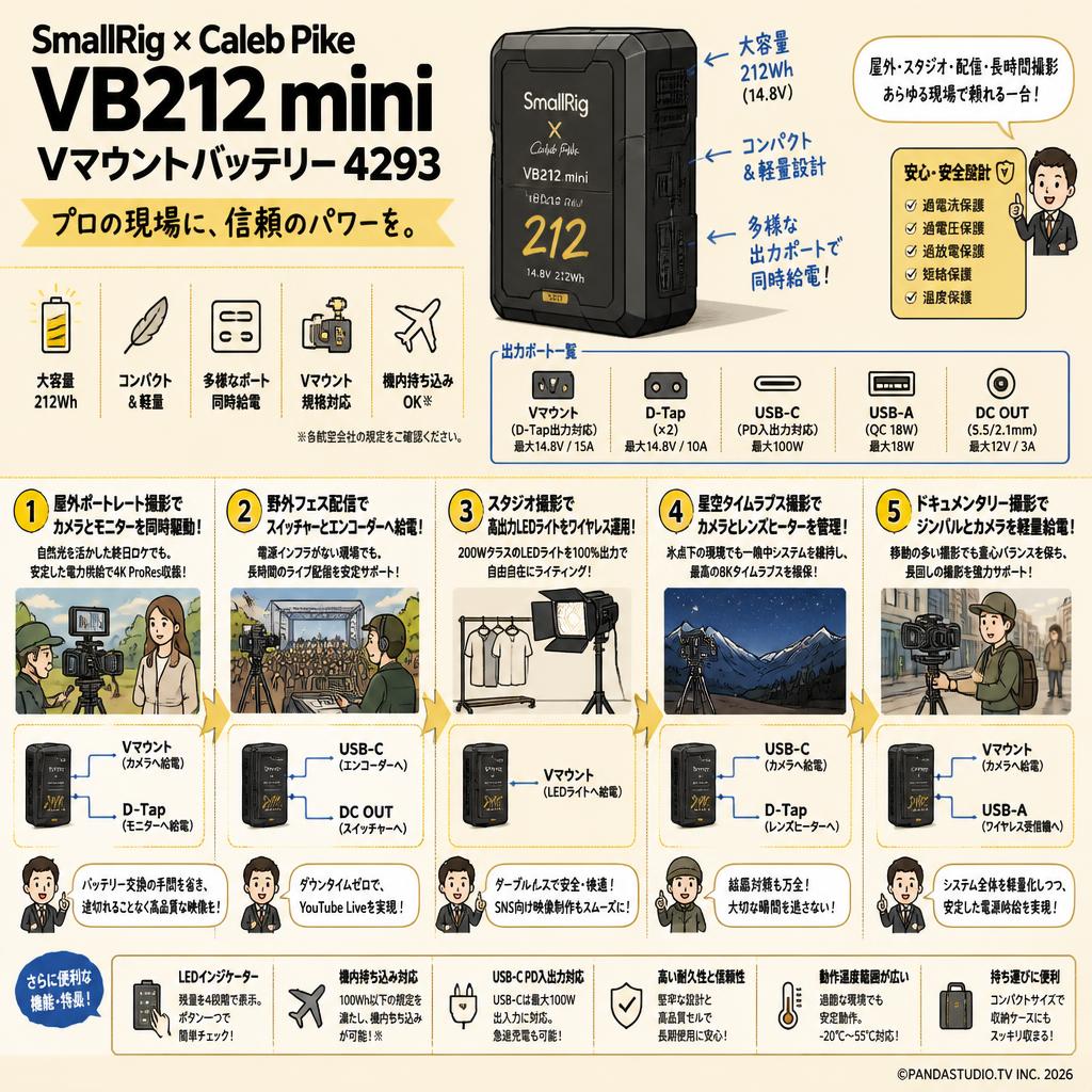 SmallRig x Caleb Pike VB212 mini  Vマウントバッテリー 4293 用途