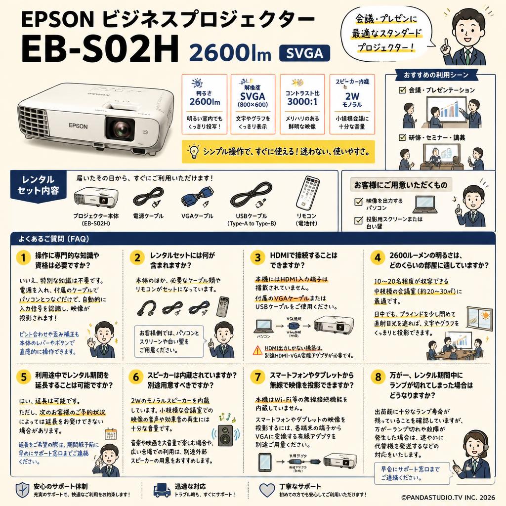 EPSON ビジネスプロジェクター EB-S02H 2600lm SVGA FAQ（よくある質問と答え）