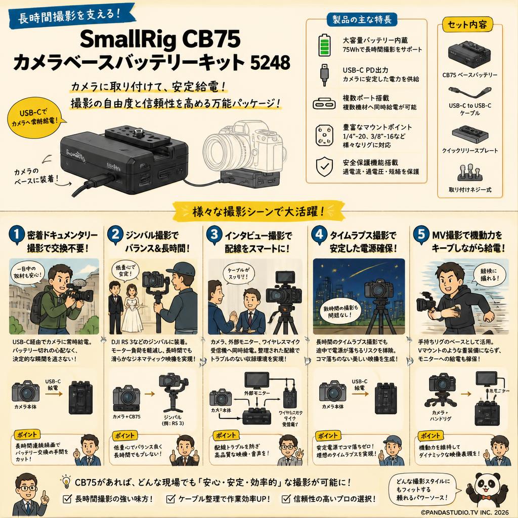 SmallRig CB75 カメラベースバッテリーキット 5248 用途