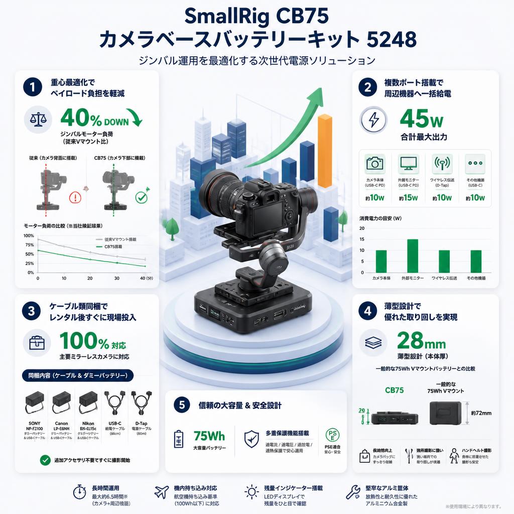 SmallRig CB75 カメラベースバッテリーキット 5248 セールスポイント