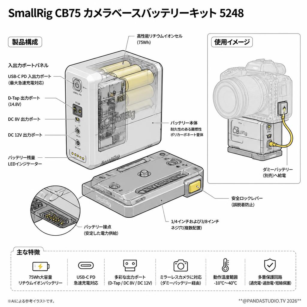 SmallRig CB75 カメラベースバッテリーキット 5248 スペック