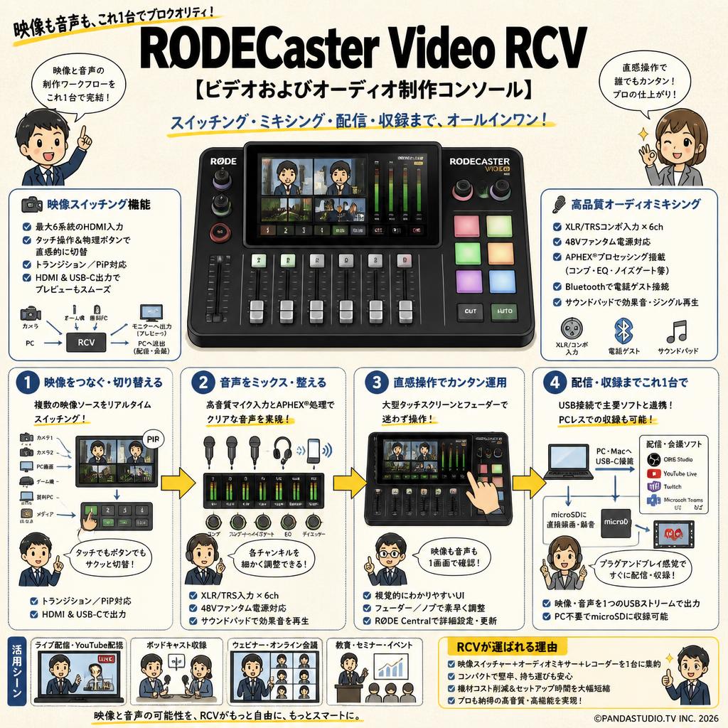 RODECaster Video RCV 【ビデオおよびオーディオ制作コンソール】 概要