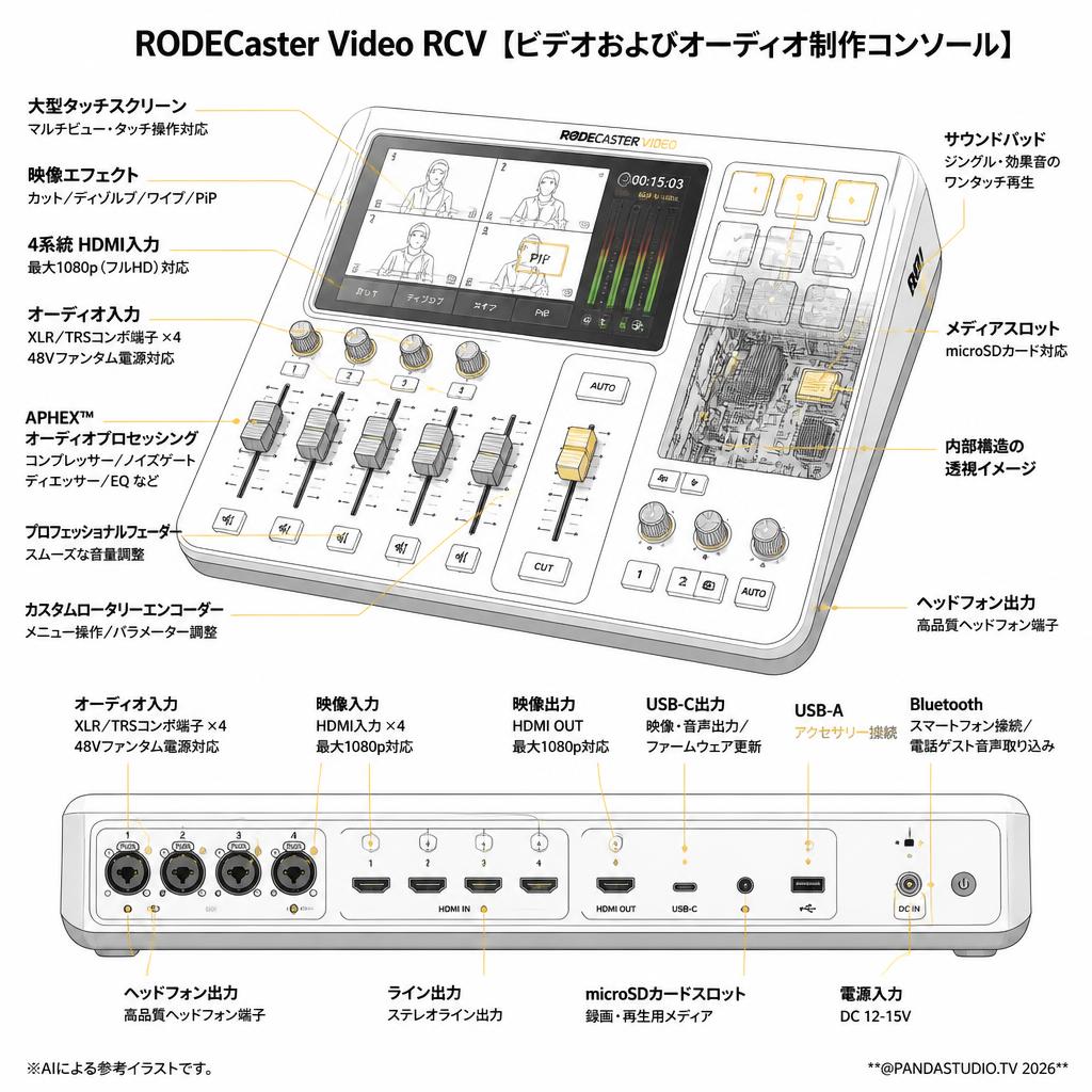 RODECaster Video RCV 【ビデオおよびオーディオ制作コンソール】 スペック