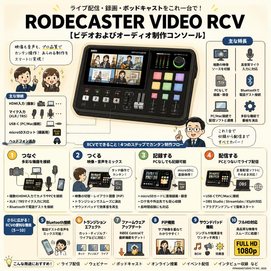 RODECaster Video RCV 【ビデオおよびオーディオ制作コンソール】 FAQ（よくある質問と答え）