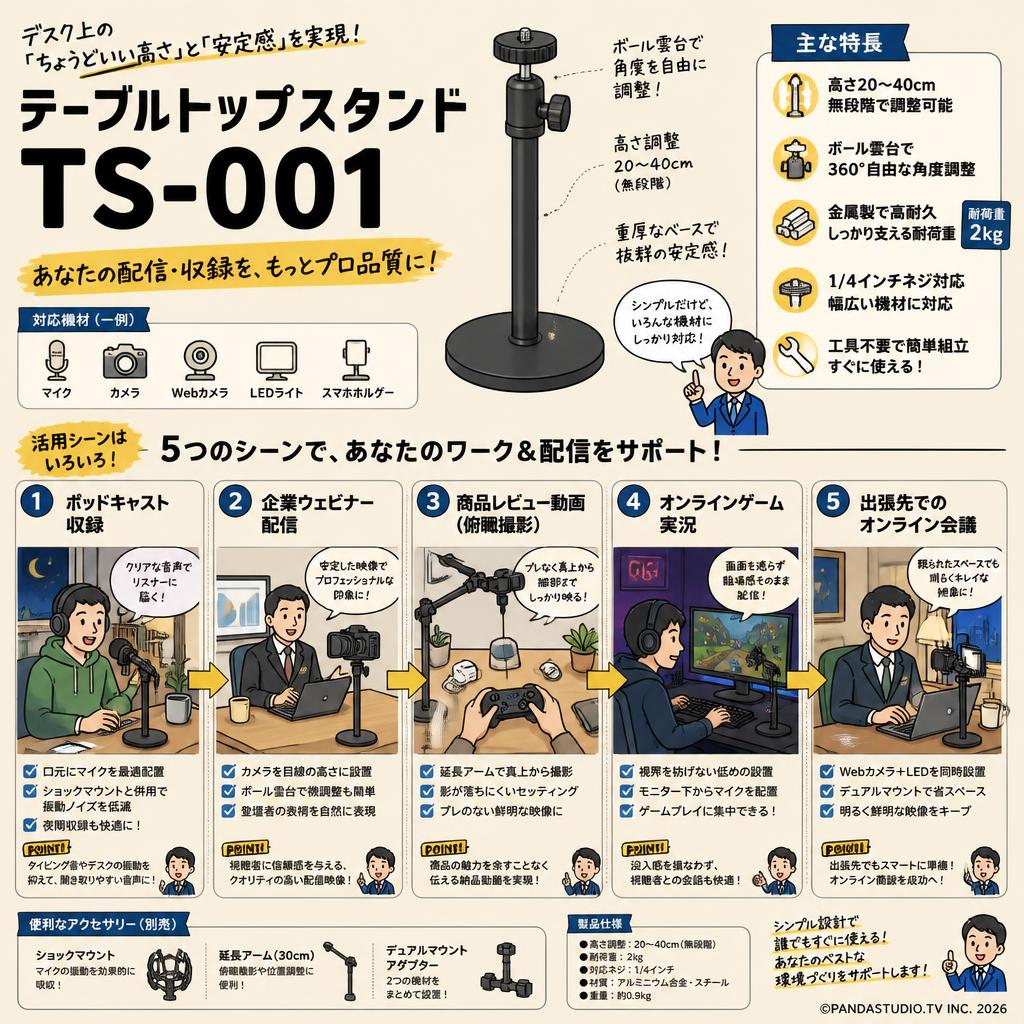 テーブルトップスタンド TS-001 用途