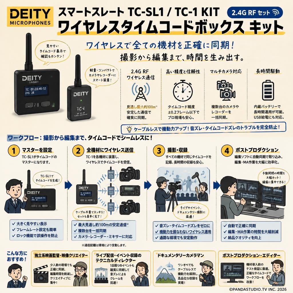 Deity Microphones スマートスレート TC-SL1 /  TC-1 KIT ワイヤレスタイムコードボックス キット 2.4G RF セット おもな対象のお客様