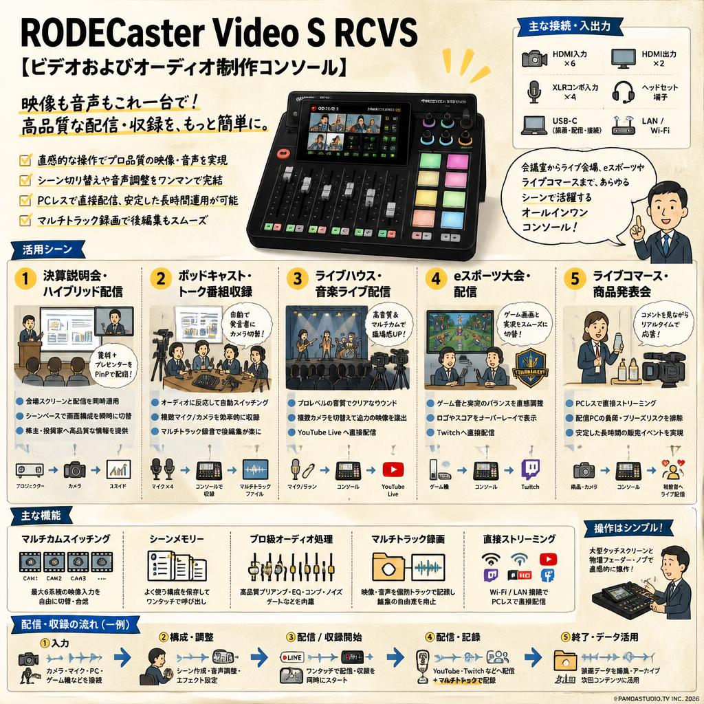 RODECaster Video S RCVS 【ビデオおよびオーディオ制作コンソール】 用途