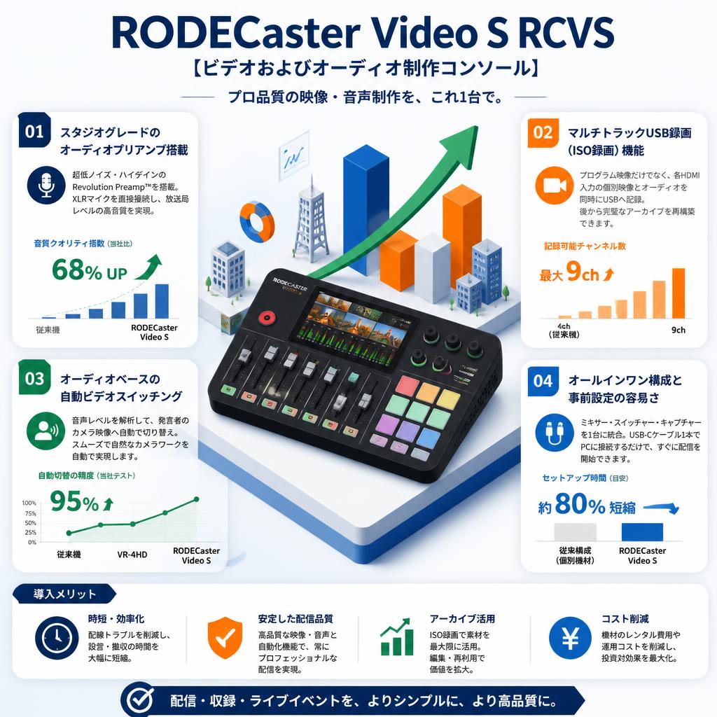 RODECaster Video S RCVS 【ビデオおよびオーディオ制作コンソール】 セールスポイント