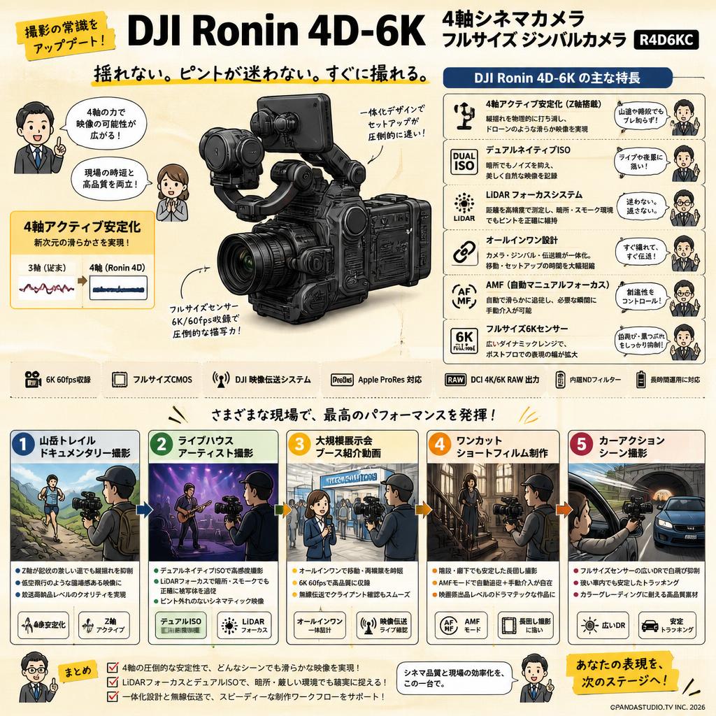 DJI Ronin 4D-6K 4軸シネマカメラ フルサイズ ジンバルカメラ R4D6KC 用途