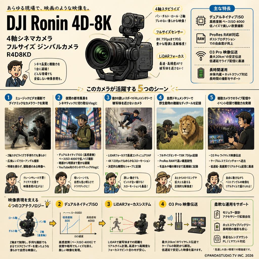 DJI Ronin 4D-8K 4軸シネマカメラ フルサイズ ジンバルカメラ R4D8KD 用途