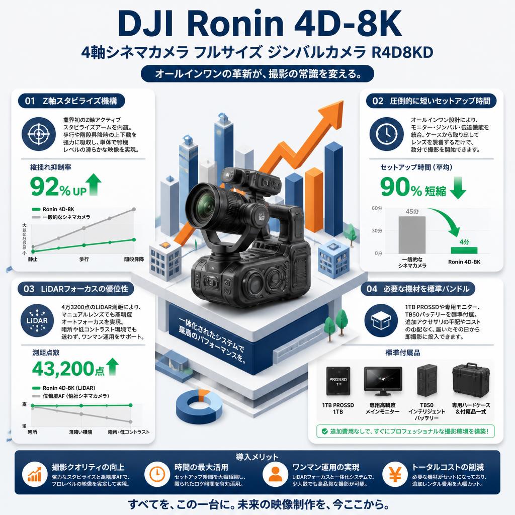 DJI Ronin 4D-8K 4軸シネマカメラ フルサイズ ジンバルカメラ R4D8KD セールスポイント