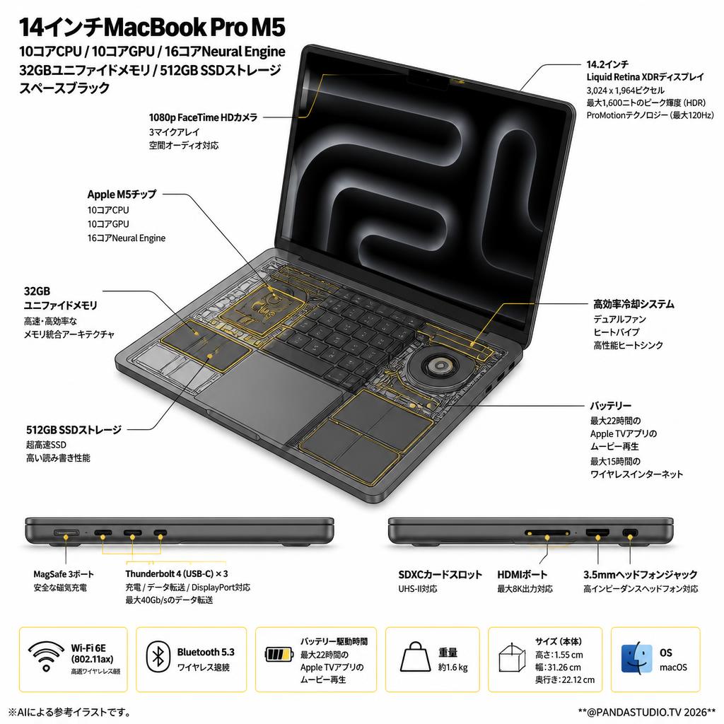 14インチMacBook Pro M5 / 10コアCPU / 10コアGPU / 16コアNeural