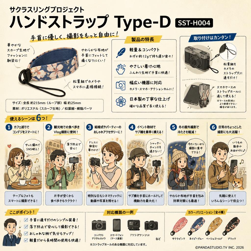 サクラスリングプロジェクト ハンドストラップ Type-D SST-H004 用途