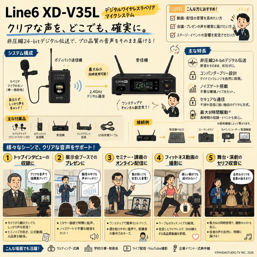Line6 XD-V35L デジタルワイヤレスラベリア マイクシステム 用途