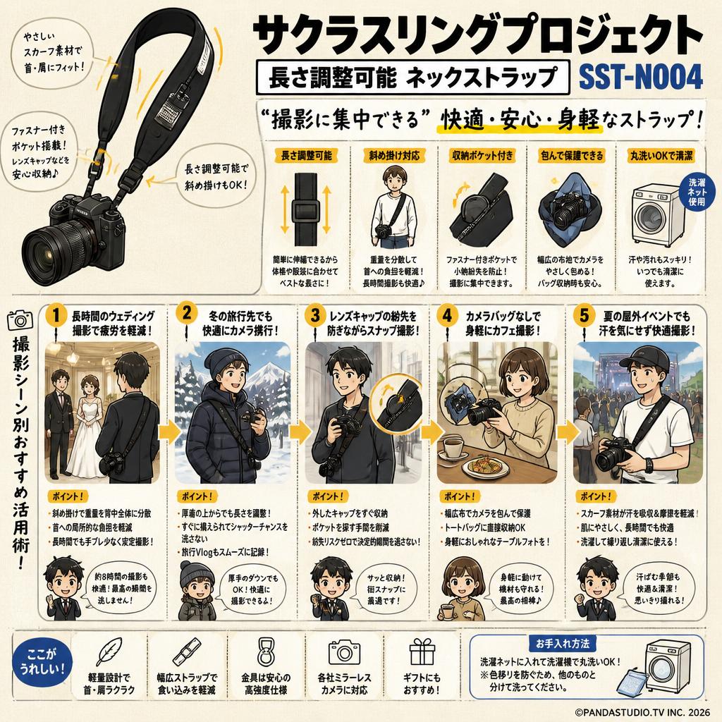 サクラスリングプロジェクト長さ調整可能 ネックストラップ SST-N004 用途