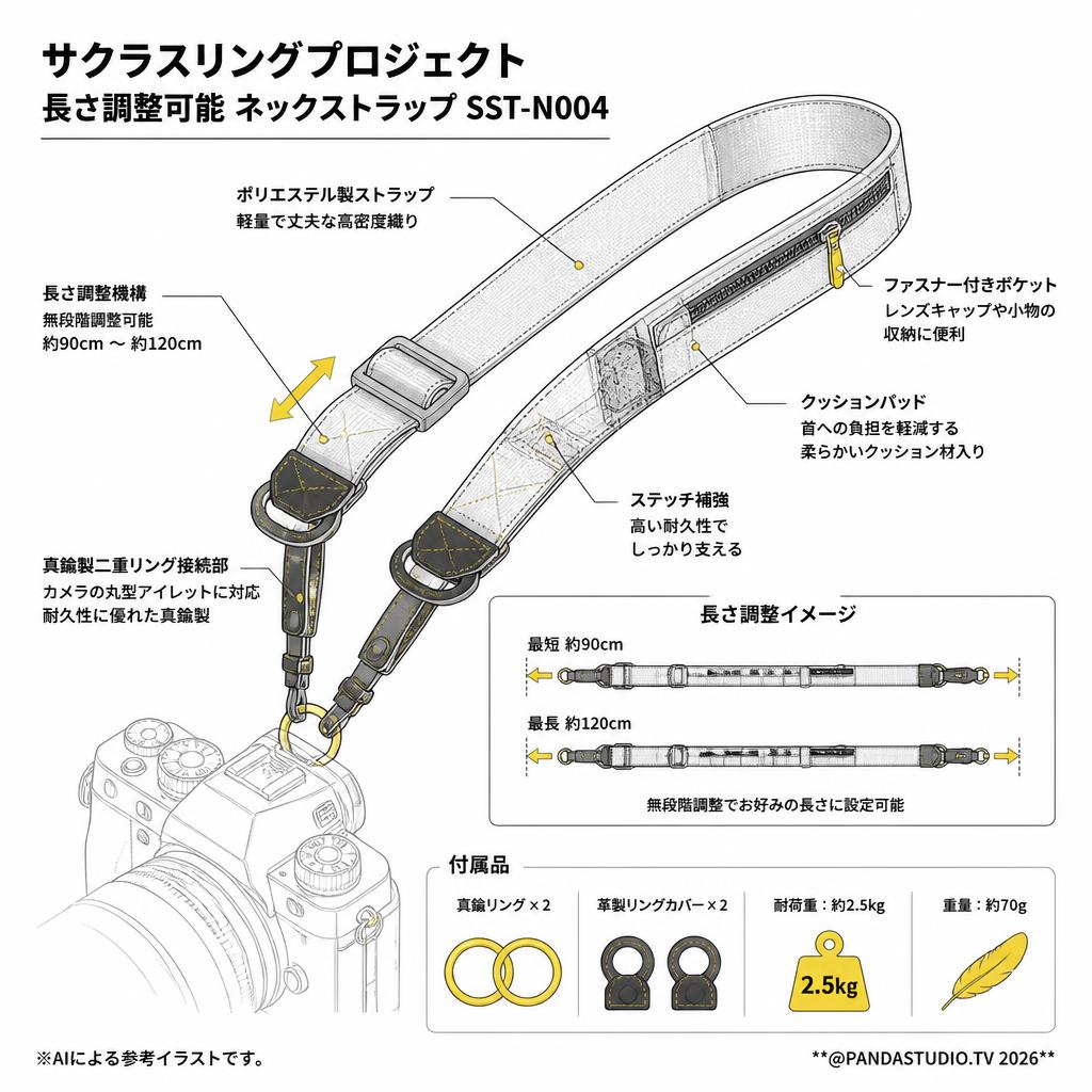 サクラスリングプロジェクト長さ調整可能 ネックストラップ SST-N004 スペック