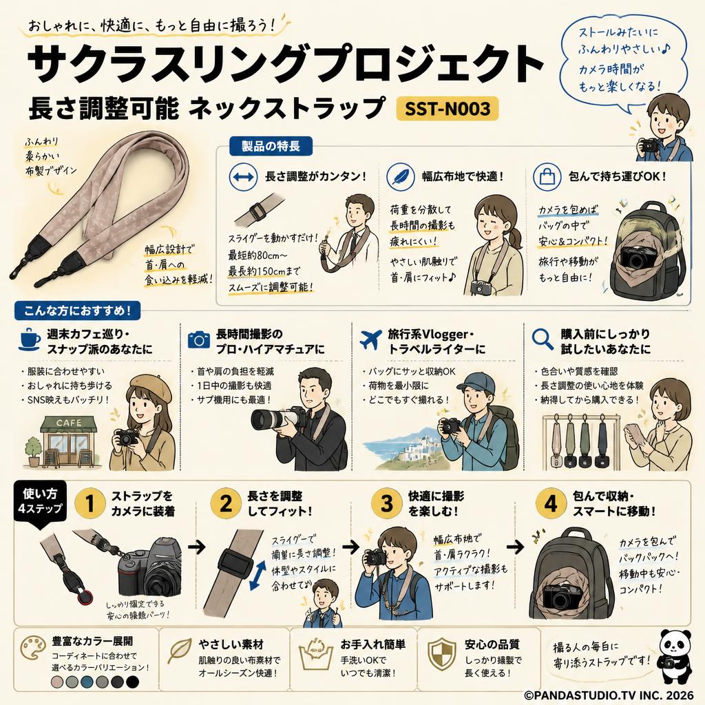 サクラスリングプロジェクト長さ調整可能 ネックストラップ SST-N003 おもな対象のお客様