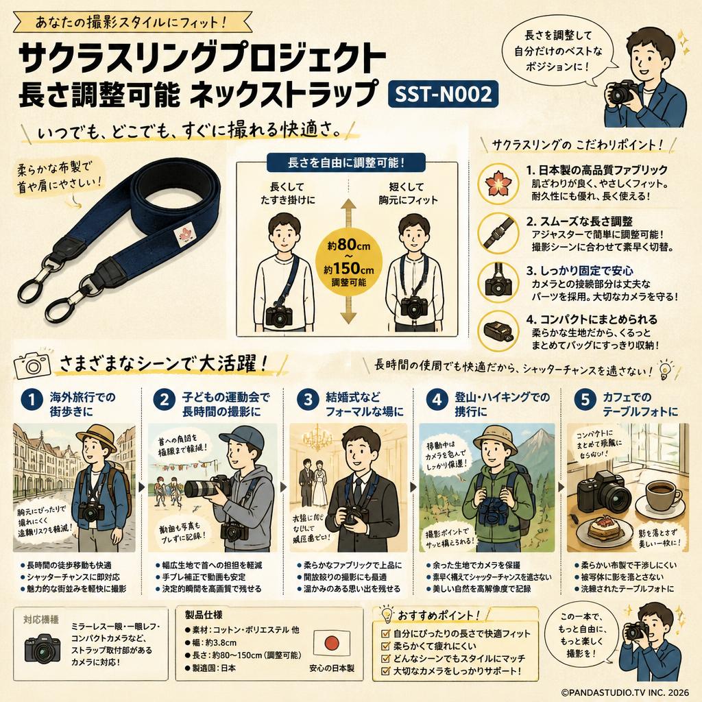 サクラスリングプロジェクト長さ調整可能 ネックストラップ SST-N002 用途