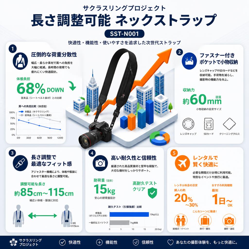 サクラスリングプロジェクト長さ調整可能 ネックストラップ SST-N001 セールスポイント