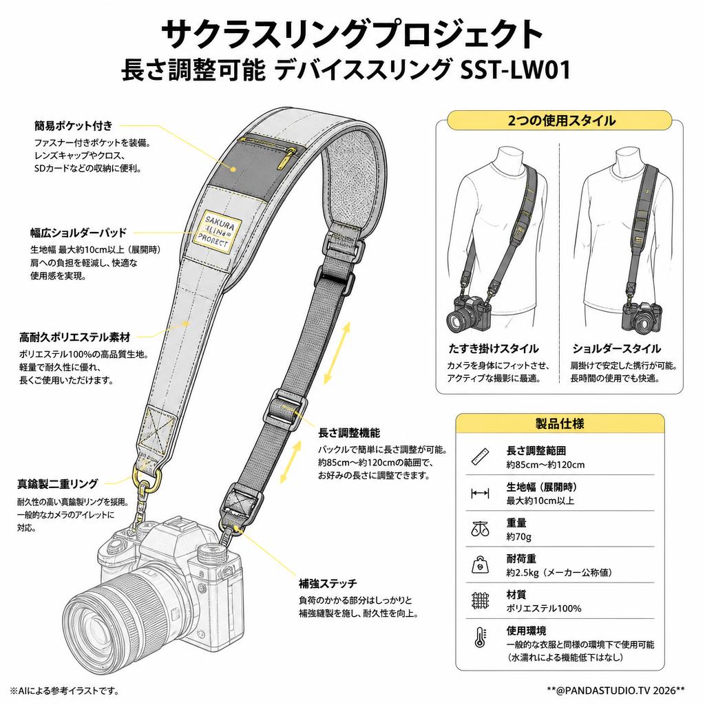 サクラスリングプロジェクト長さ調整可能 デバイススリング SST-LW01 スペック