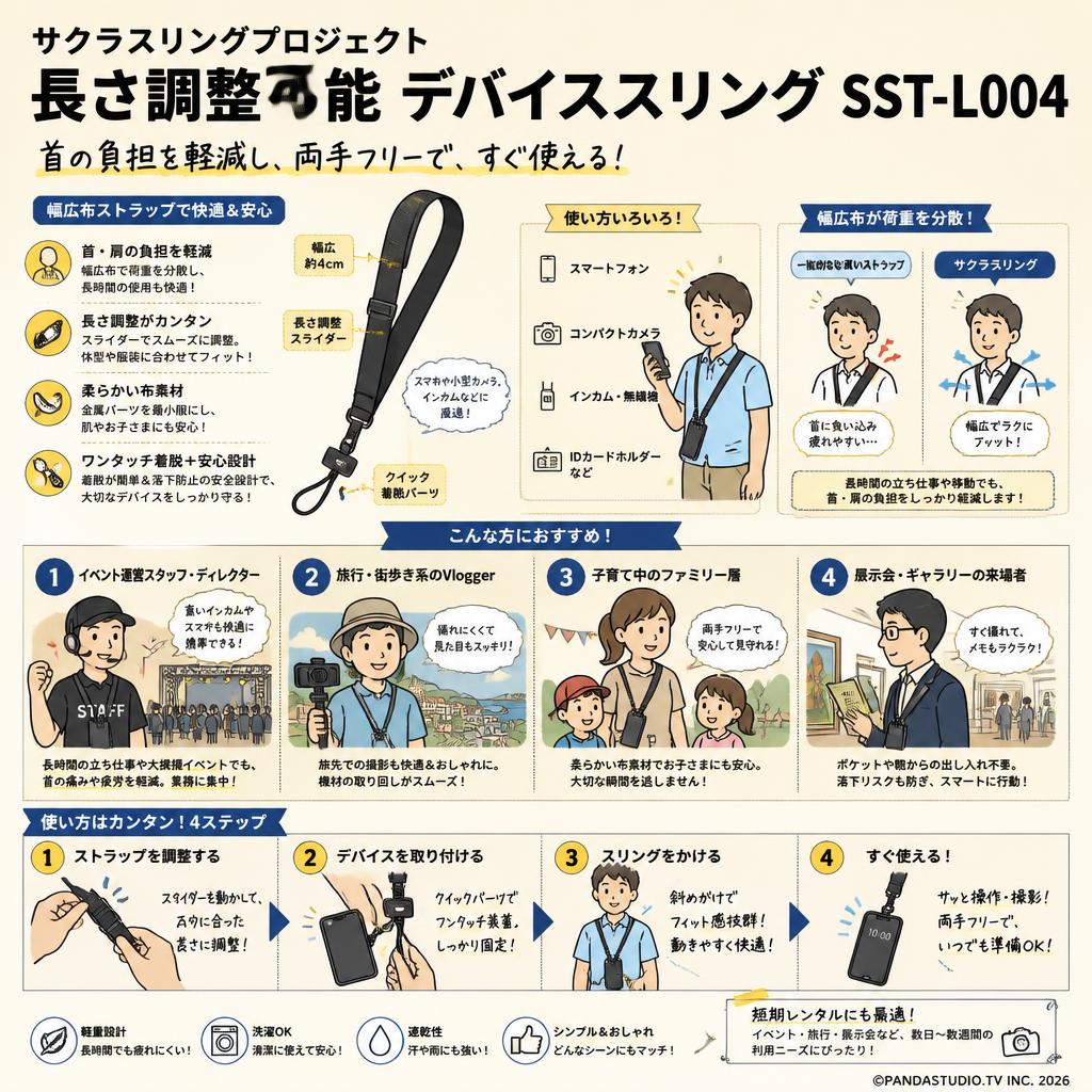 サクラスリングプロジェクト長さ調整可能 デバイススリング SST-L004 おもな対象のお客様