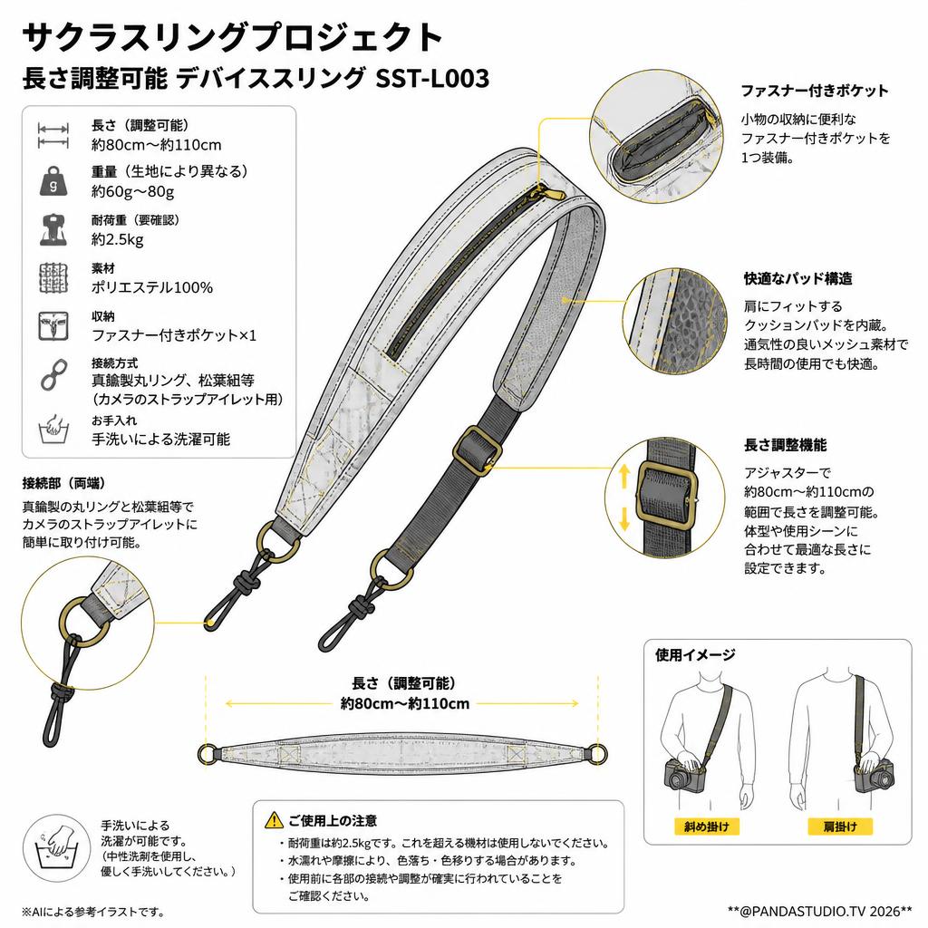 サクラスリングプロジェクト長さ調整可能 デバイススリング SST-L003 スペック