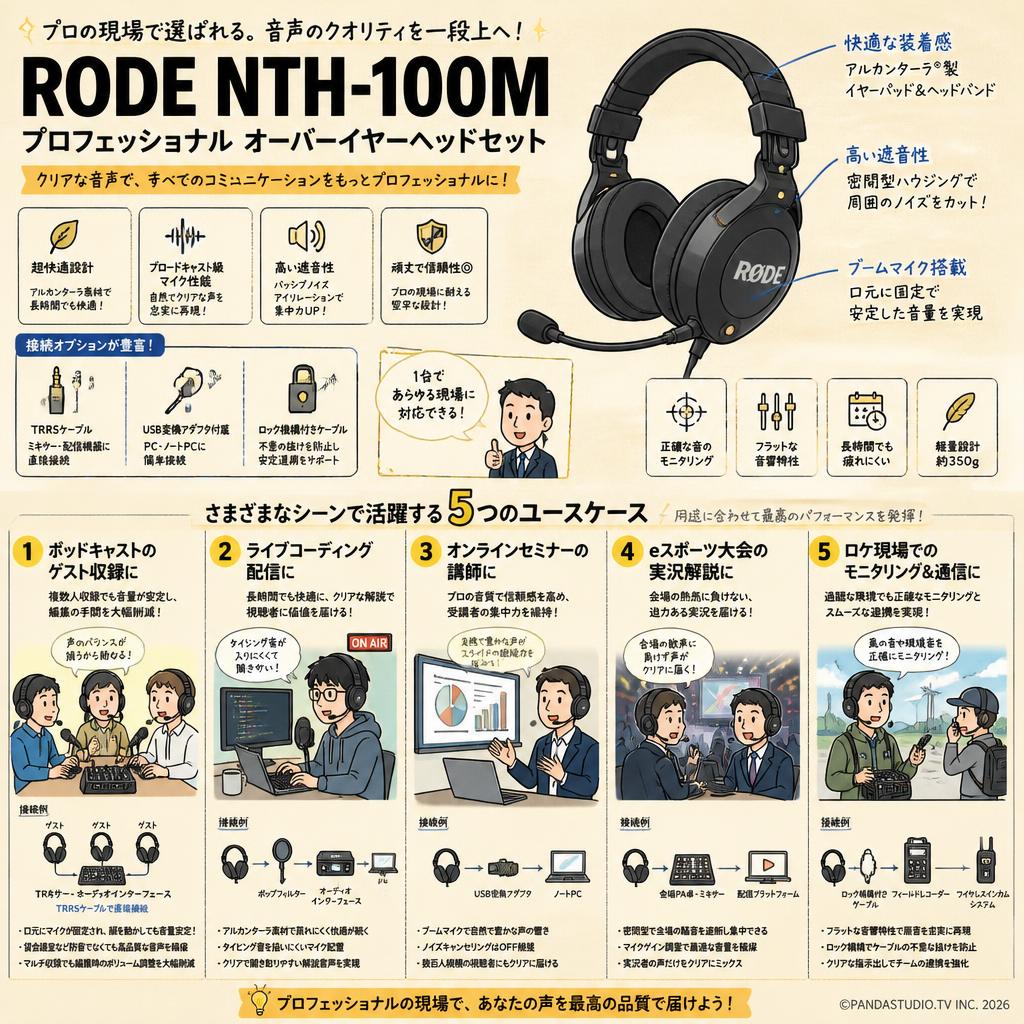 RODE NTH-100M プロフェッショナル オーバーイヤーヘッドセット 用途