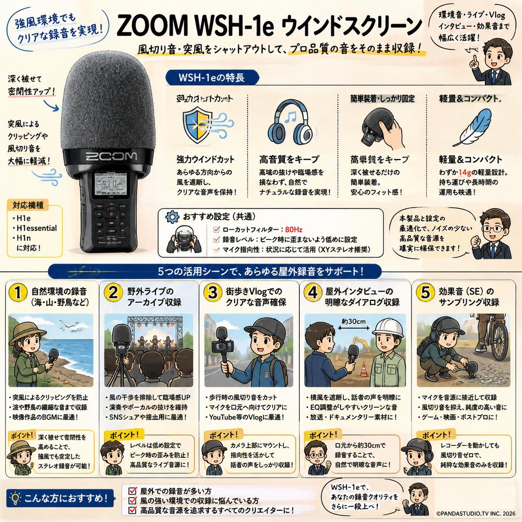 ZOOM WSH-1e ウインドスクリーン 用途