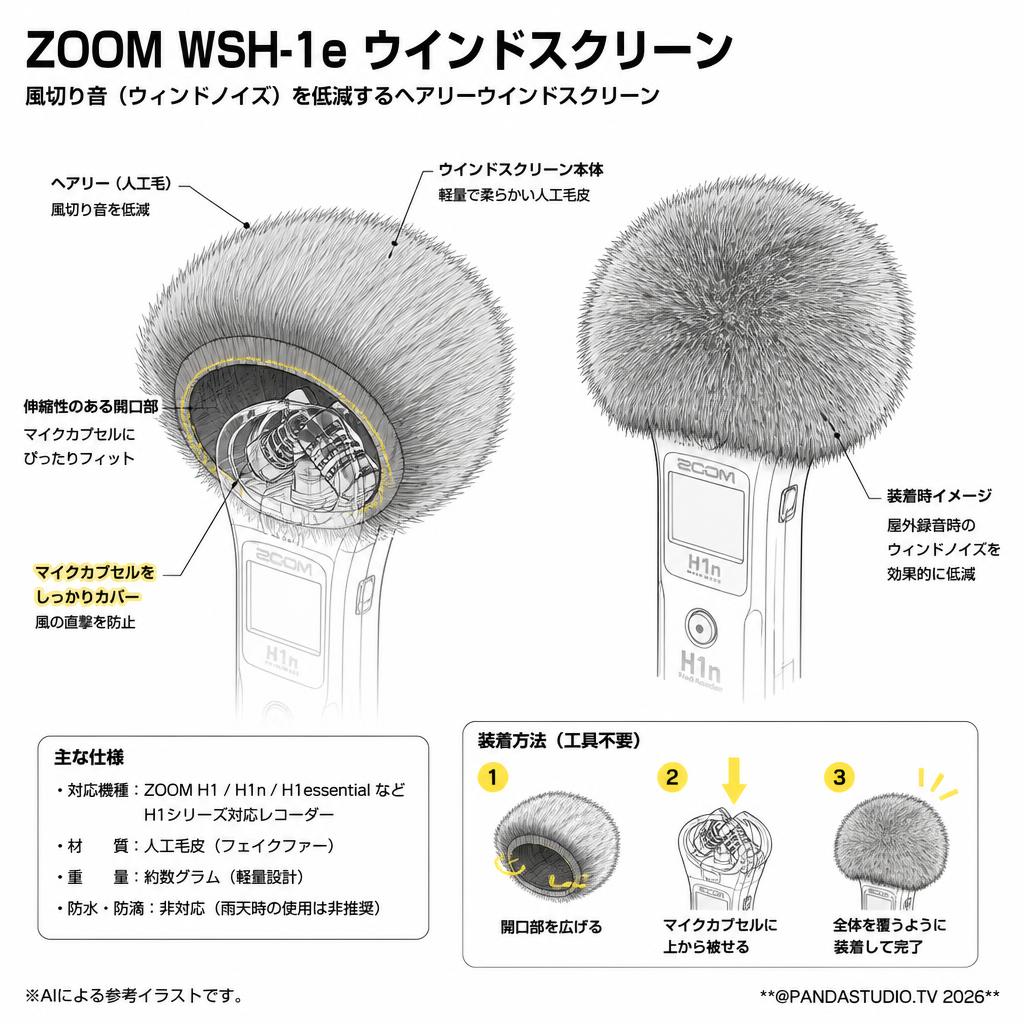 ZOOM WSH-1e ウインドスクリーン スペック