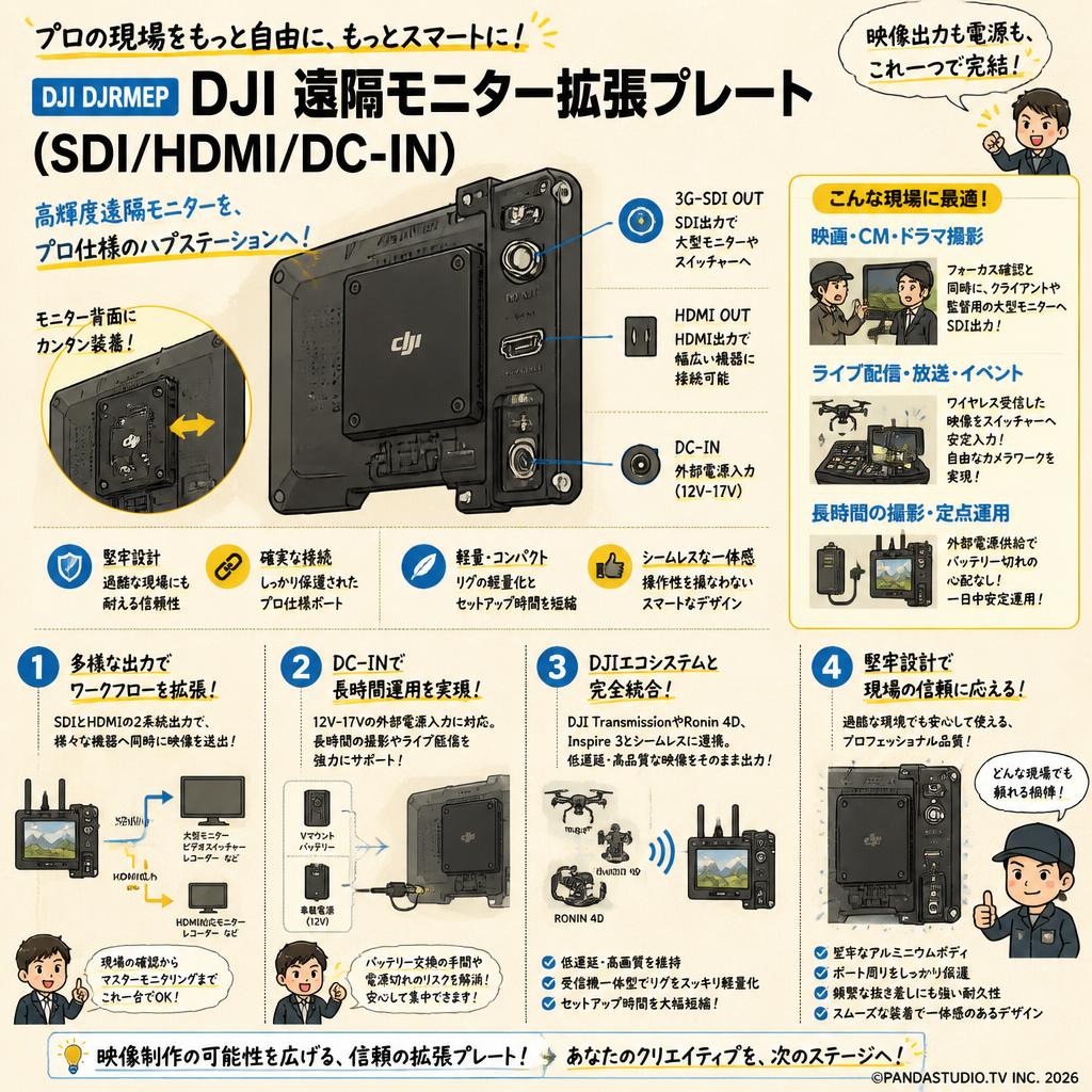 DJI DJRMEP DJI 遠隔モニター拡張プレート(SDI/HDMI/DC-IN) 概要