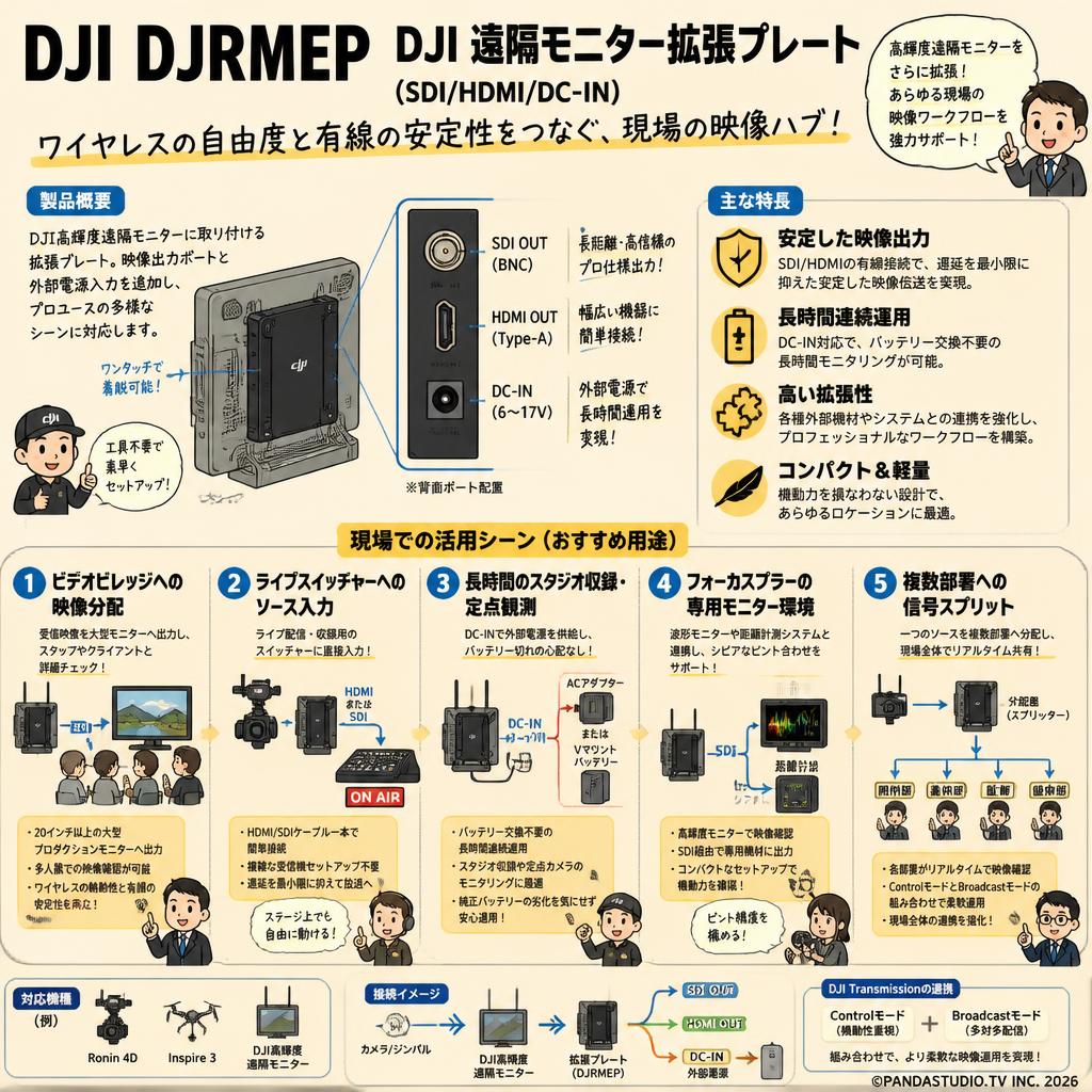 DJI DJRMEP DJI 遠隔モニター拡張プレート(SDI/HDMI/DC-IN) 用途