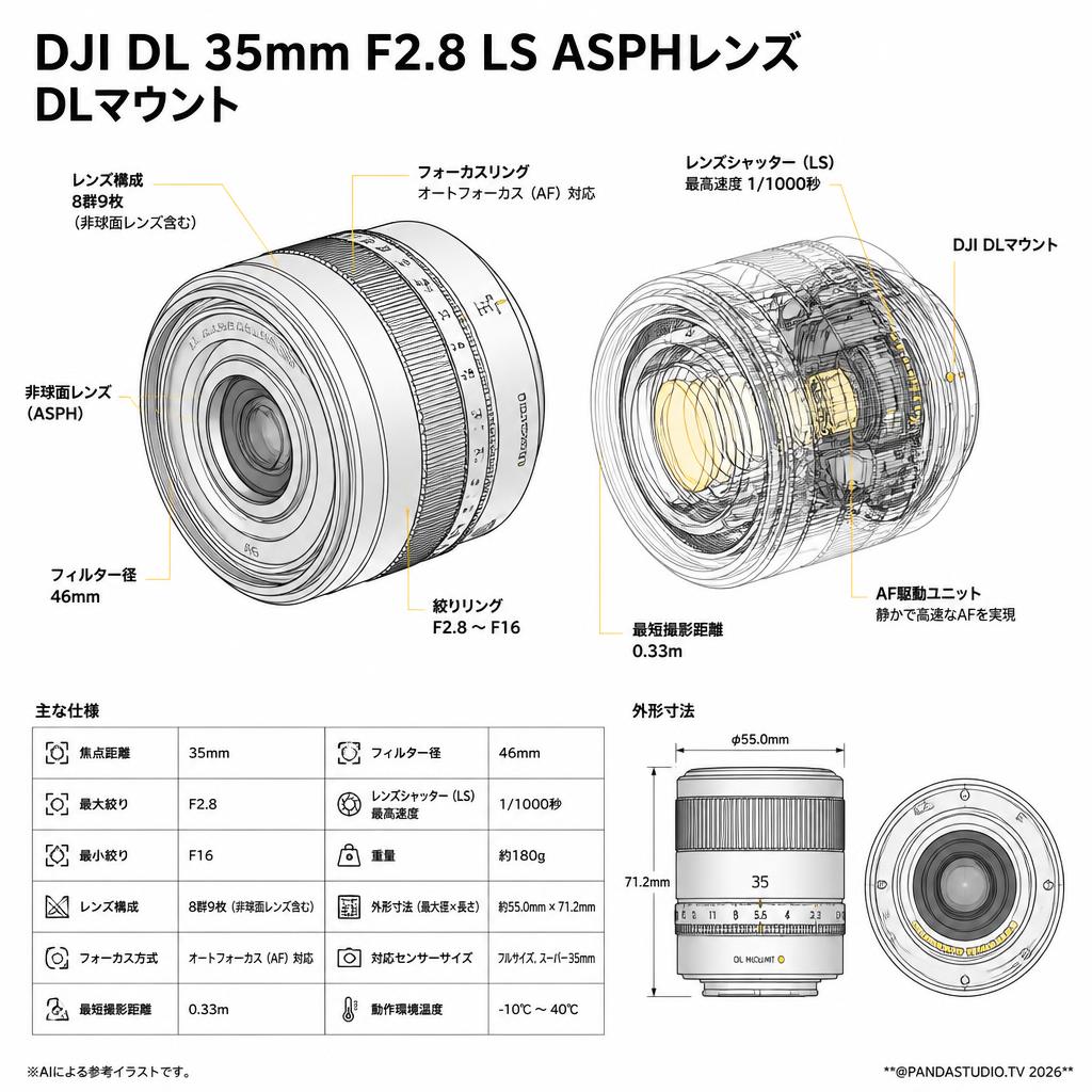 DJI DL 35mm F2.8 LS ASPHレンズ DLマウント スペック