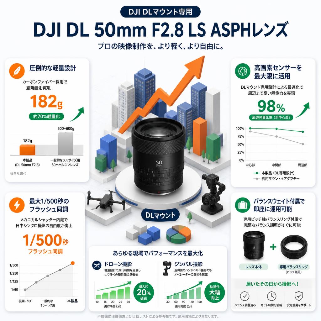 DJI DL 50mm F2.8 LS ASPHレンズ DLマウント セールスポイント