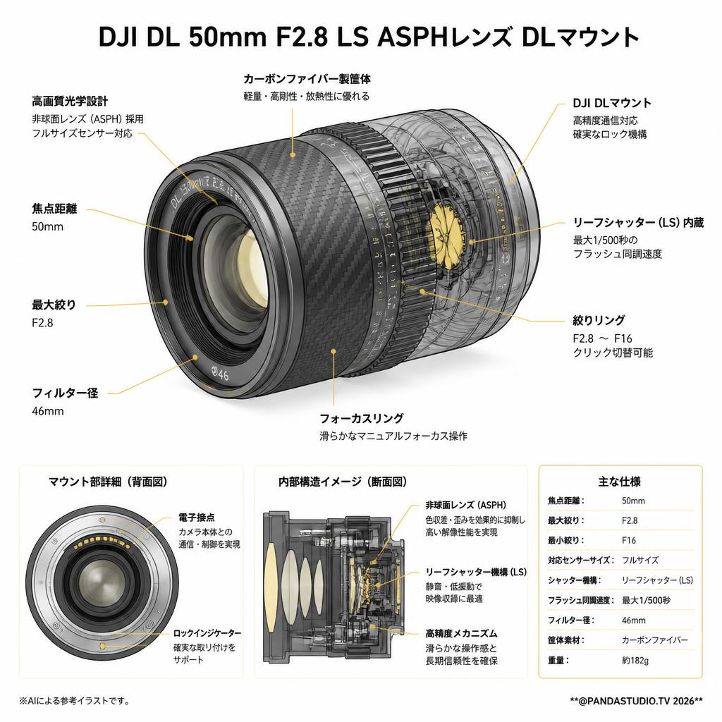 DJI DL 50mm F2.8 LS ASPHレンズ DLマウント スペック