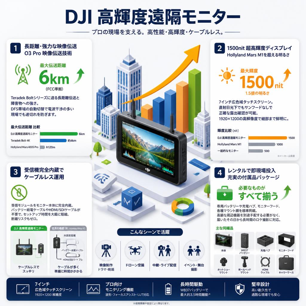 DJI 高輝度遠隔モニター セールスポイント